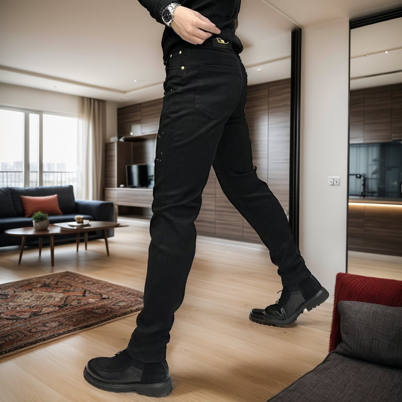 Simple Rhinestone Jeans