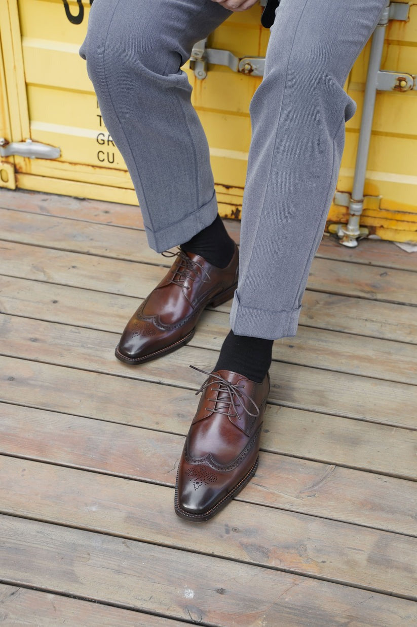Men's Brown Brogue Derby Shoes
