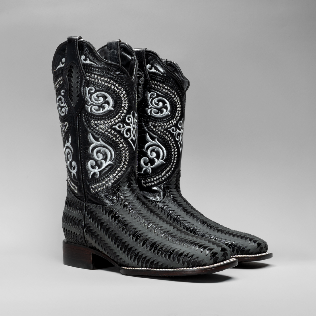 Mystical Texture Braided Cowboy Boots - Square Toe