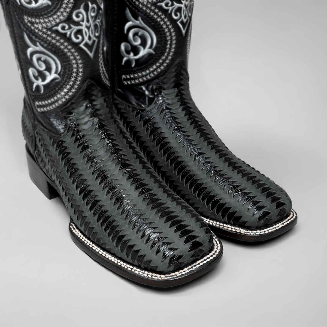 Mystical Texture Braided Cowboy Boots - Square Toe