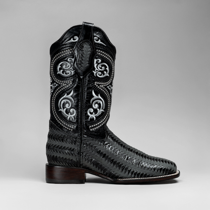 Mystical Texture Braided Cowboy Boots - Square Toe