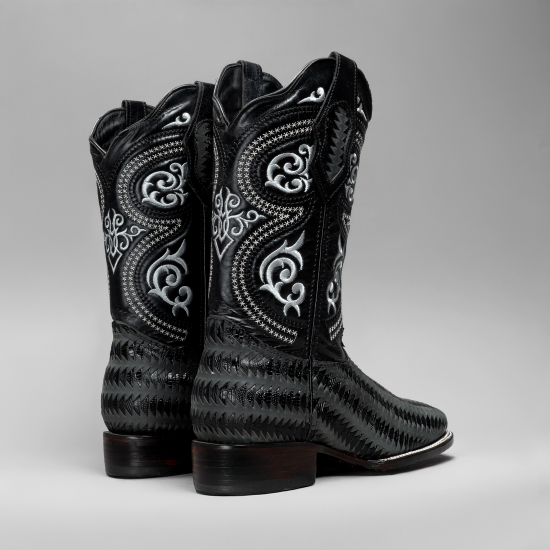 Mystical Texture Braided Cowboy Boots - Square Toe