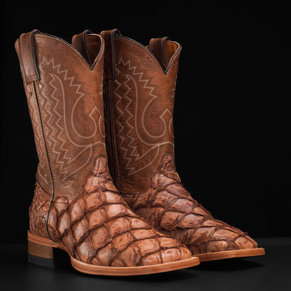 AUTHENTIC Brown Pirarucu Boots – Square Toe