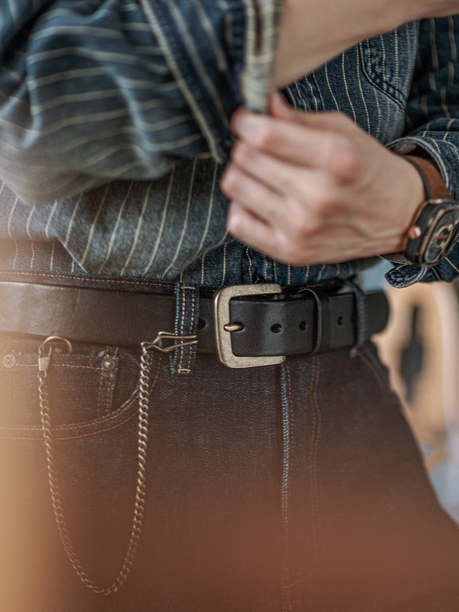 Distressed Leather Belt - Brown