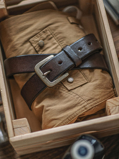 Distressed Leather Belt - Brown