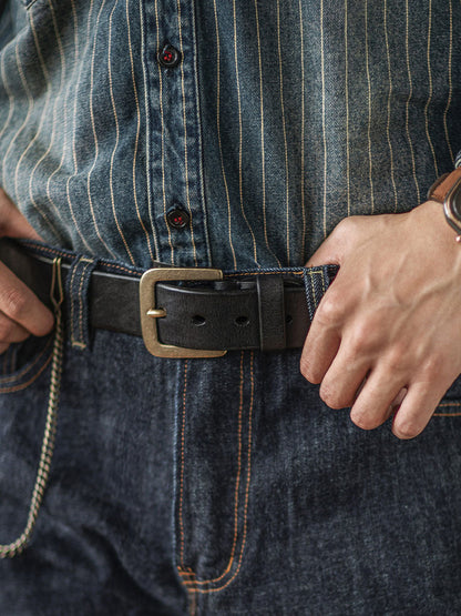 Distressed Leather Belt - Brown