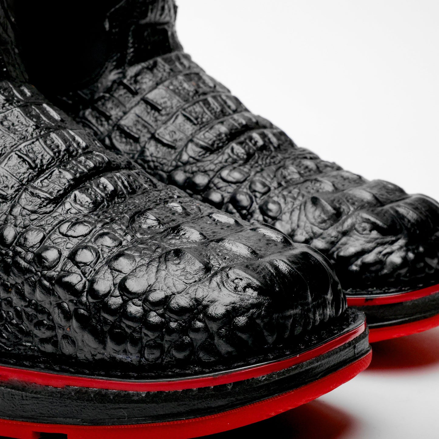 NEW Black Caiman Neck Leather Boots - 3D Sole Composite Toe