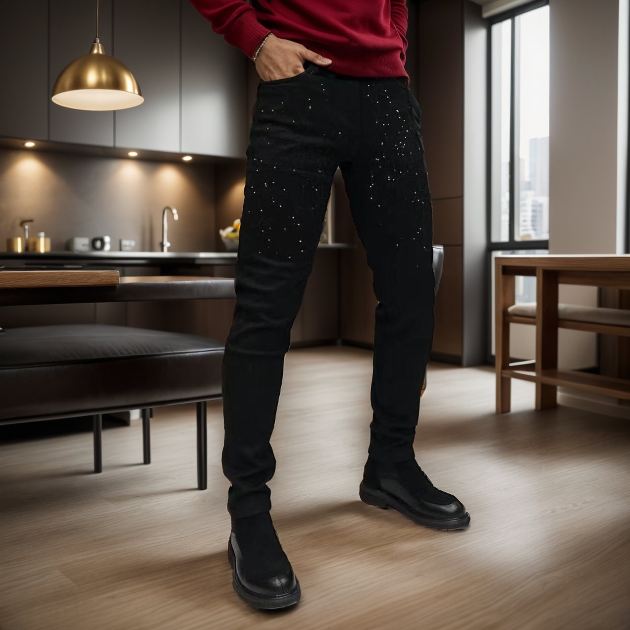 Simple Rhinestone Jeans