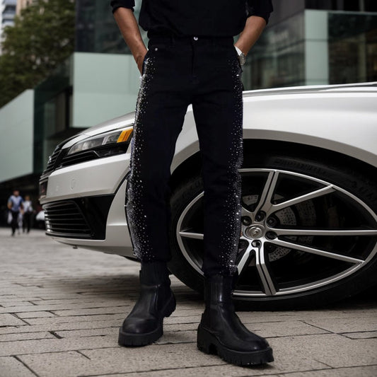 Iron-on Stretch Slim Fit Pants
