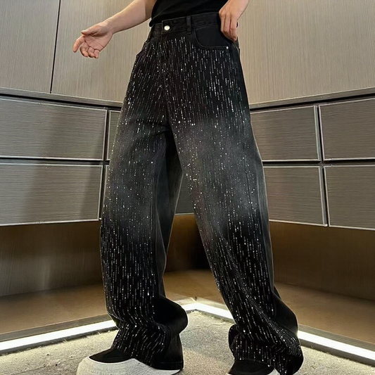 Sparkling Rhinestone Loose Fit Jeans