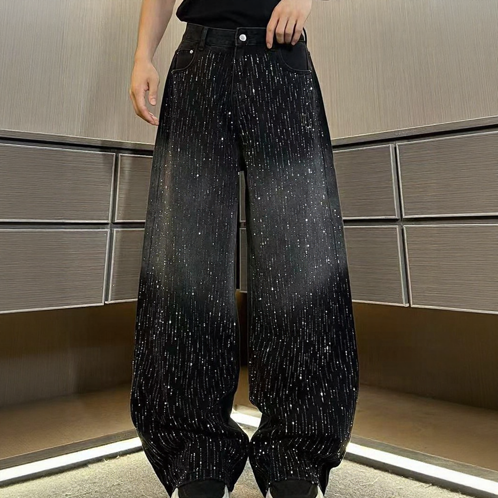 Sparkling Rhinestone Loose Fit Jeans