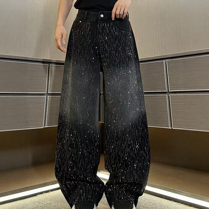 Sparkling Rhinestone Loose Fit Jeans