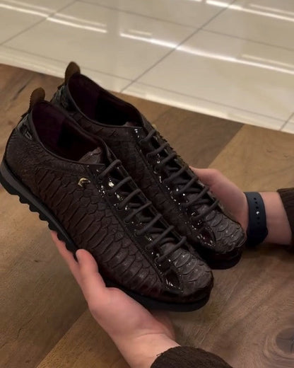 Men's Lace-up Python Leather Shoes