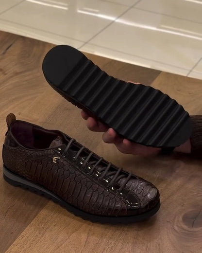 Men's Lace-up Python Leather Shoes