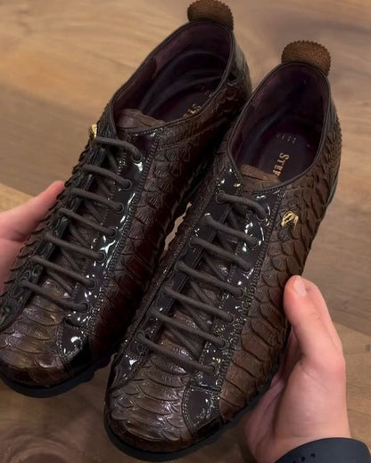 Men's Lace-up Python Leather Shoes
