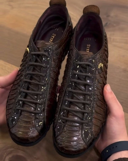 Men's Lace-up Python Leather Shoes