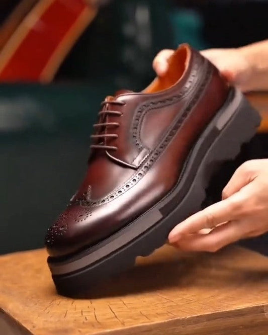 Cowhide Derby Shoes For Men