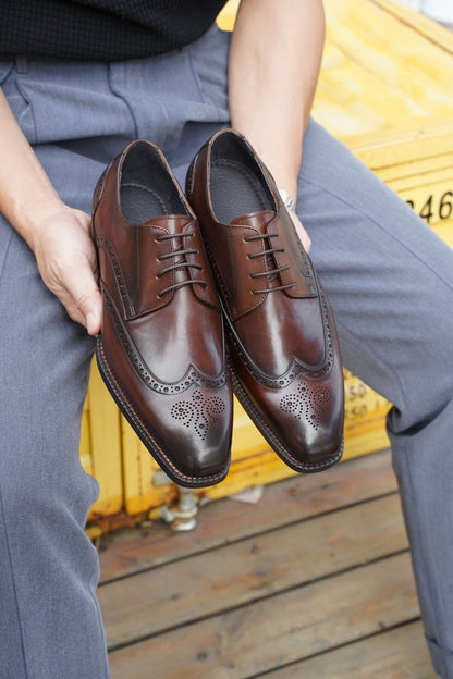 Men's Brown Brogue Derby Shoes