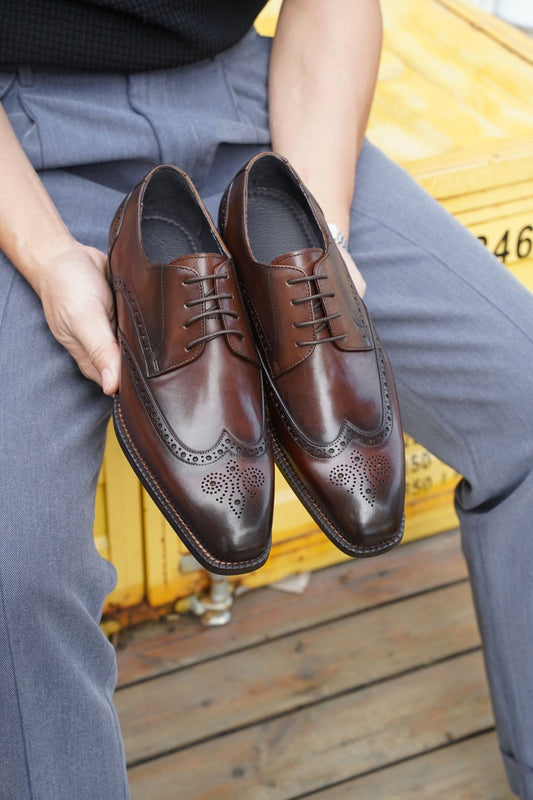 Men's Brown Brogue Derby Shoes