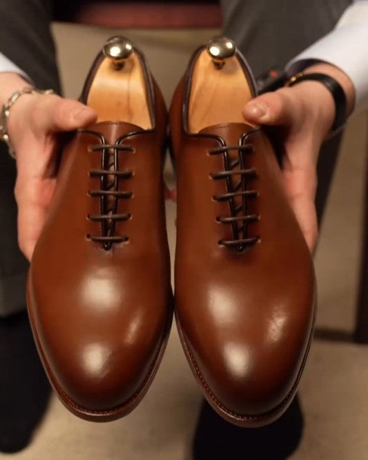 Men's British Tan Leather Oxford Dress Shoes