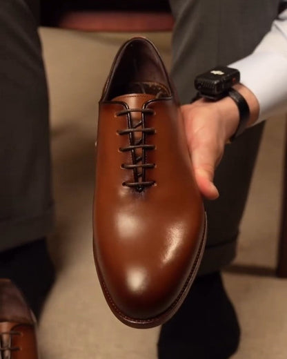 Men's British Tan Leather Oxford Dress Shoes