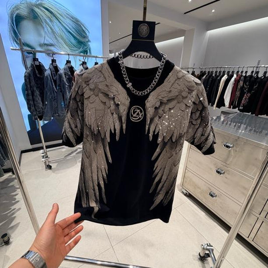 Fashion Crystal-Waterfall Angel Wings T-Shirts