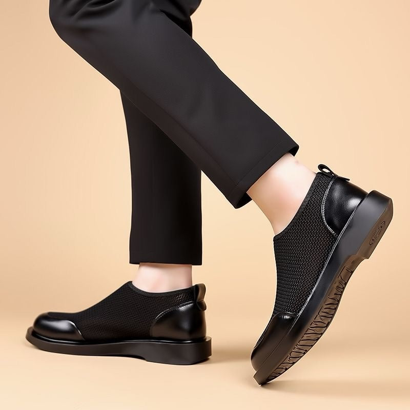 Mesh And Leather Breathable Casual Shoes