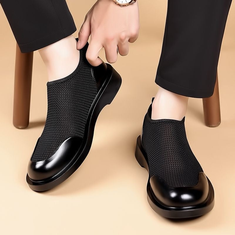 Mesh And Leather Breathable Casual Shoes