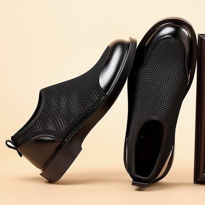 Mesh And Leather Breathable Casual Shoes