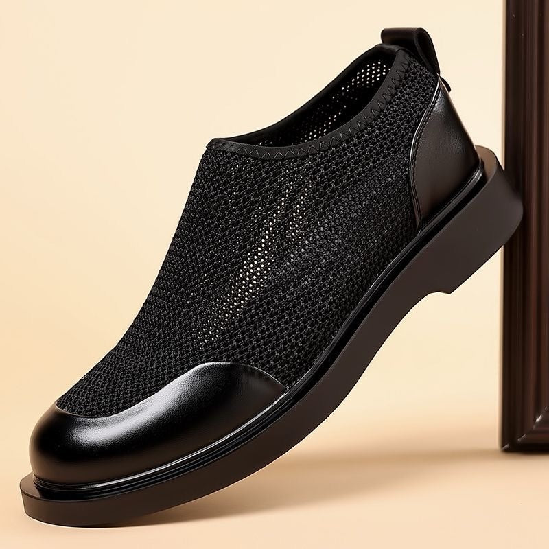 Mesh And Leather Breathable Casual Shoes