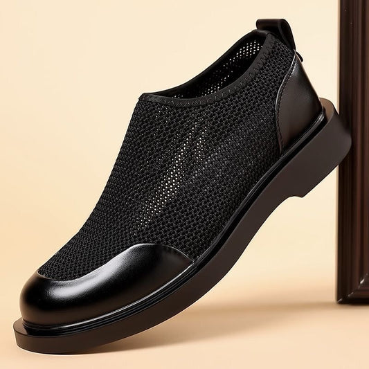 Mesh And Leather Breathable Casual Shoes