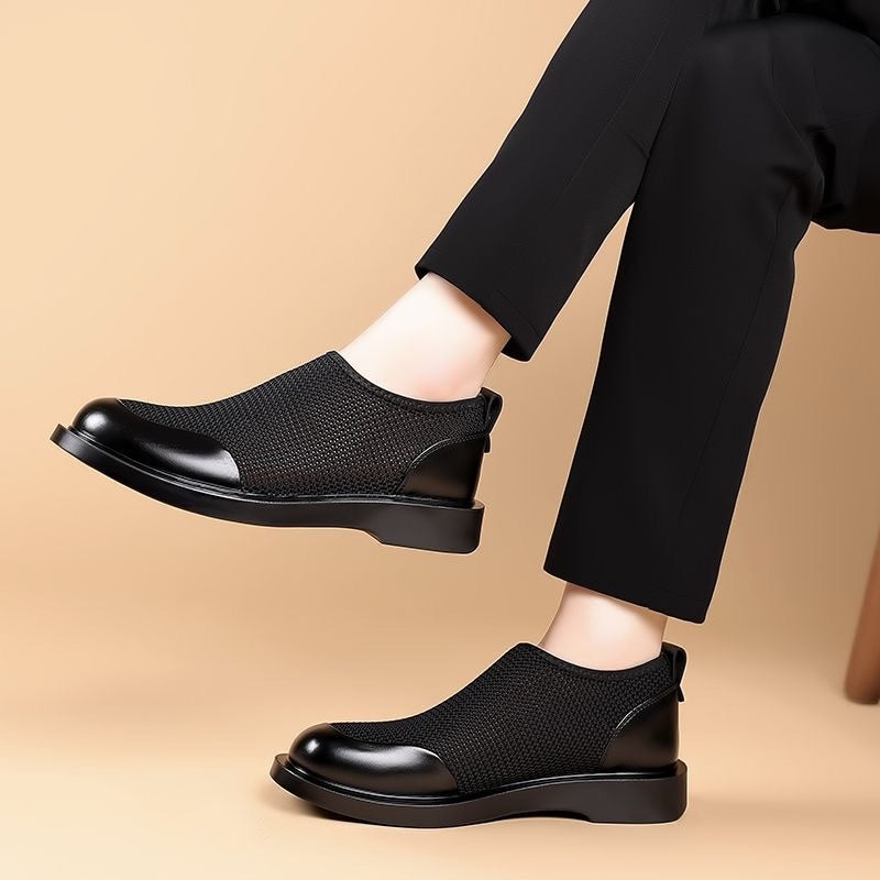Mesh And Leather Breathable Casual Shoes