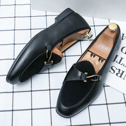 Fashion Man Casual Shoes Patent Leather Monk Loafers Slip-on Flats Footwear