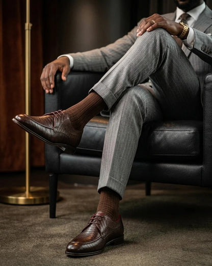 Men's Coffee Leather Sole Derbies