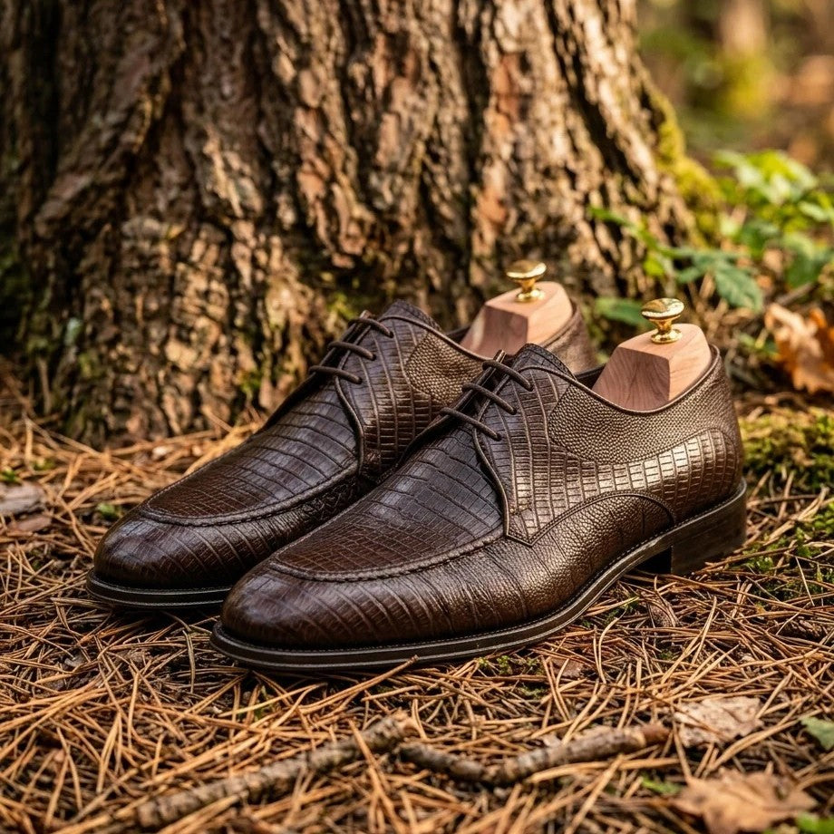 Men's Coffee Leather Sole Derbies