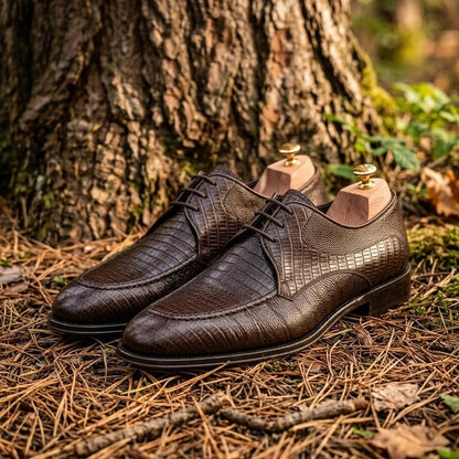 Men's Coffee Leather Sole Derbies