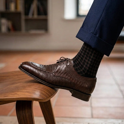 Men's Coffee Leather Sole Derbies