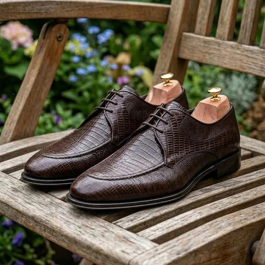 Men's Coffee Leather Sole Derbies