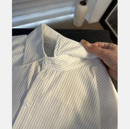 Striped Retro Loose-Fitting Trendy Shirt