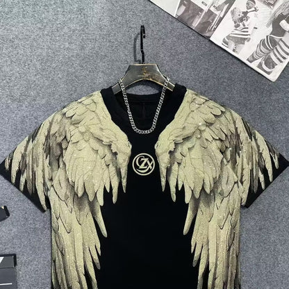 Fashion Crystal-Waterfall Angel Wings T-Shirts