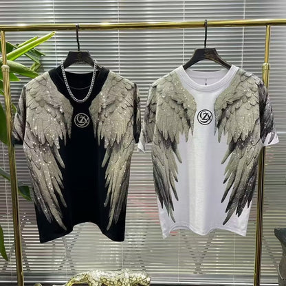 Fashion Crystal-Waterfall Angel Wings T-Shirts