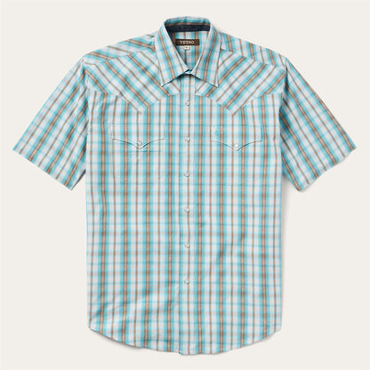 Moss Plaid Short-Sleeve Western Shirt