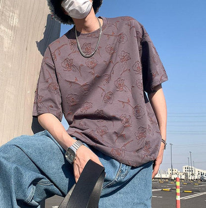 Rose Burnout Trendy Distressed T-Shirt